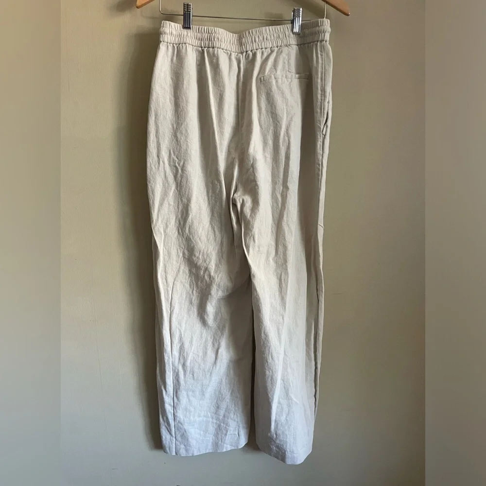 ZARA textured wide leg linen pants